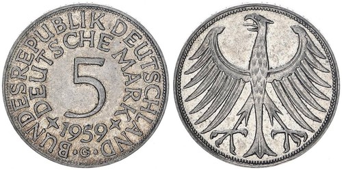 Deutschland 1959 g silber - 5, dm