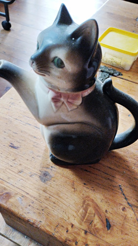 Keramik kaffeekanne katzenform - kaffeekanne,